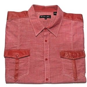 Knockout Jeans Red Men's 3x Short Sleeve Button Up Shirt Snap Buttons